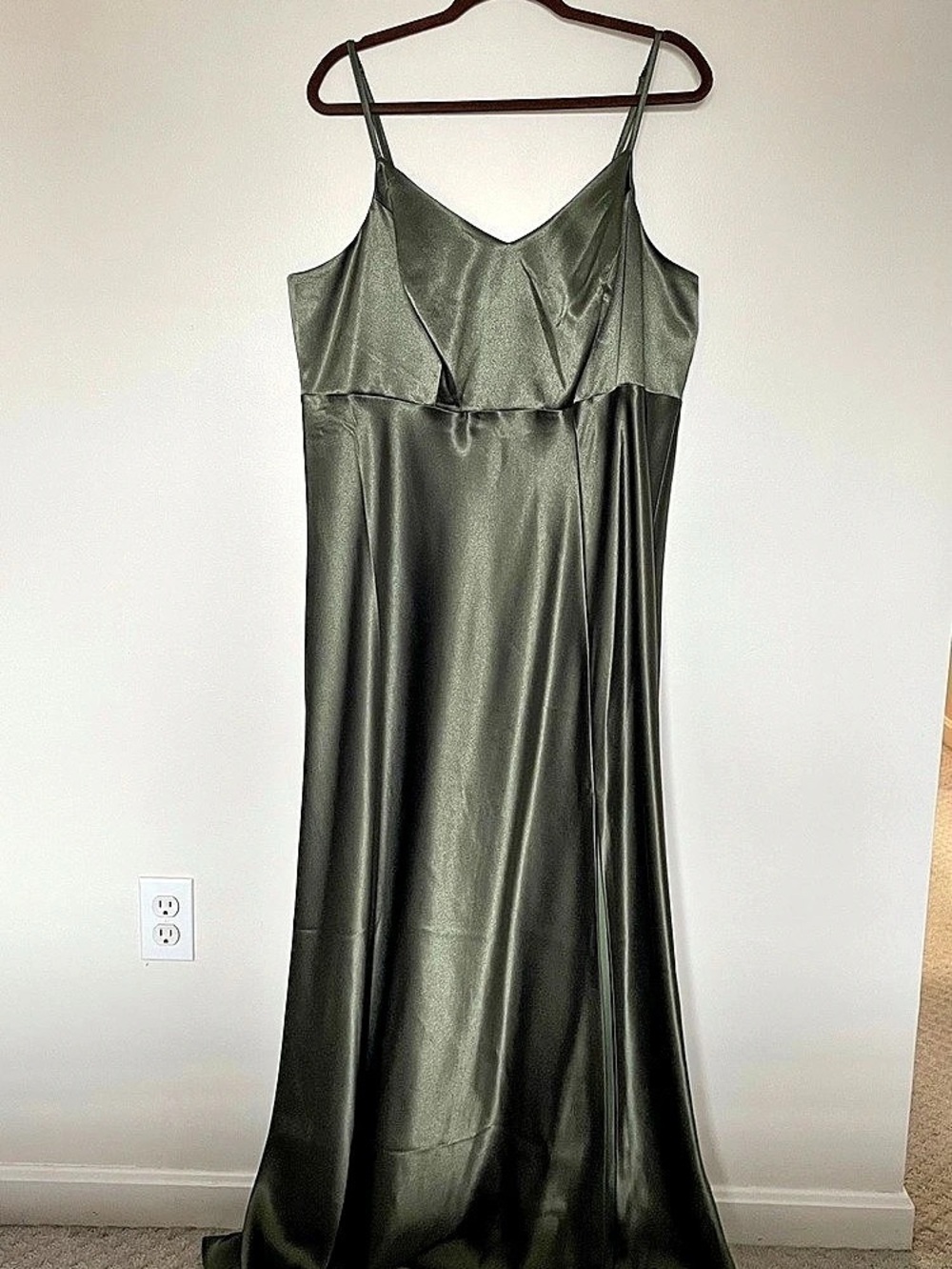 NWT Birdy Grey Jay Satin Dress in Olive Green